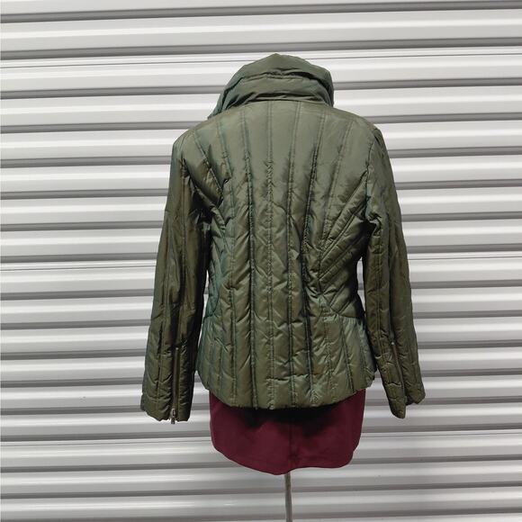 Michael Kors Womens Down Puffer Jacket Medium Green Reversible Quilted Packable - Picture 7 of 15